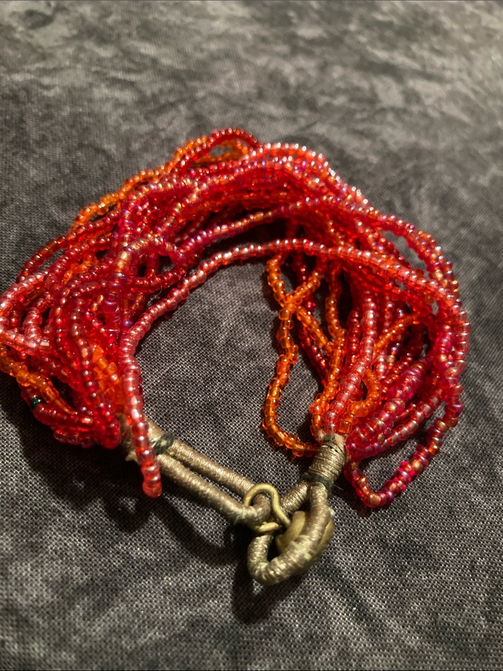 Rich Sunset Colored Multi-Strand Seed Bead Bracelet